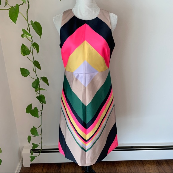 J. Crew Collection Pop Stripe Sheath Dress Navy Azalea size 6 - Picture 3 of 8